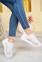 Knit Patterned Sneakers C White Textile - 3