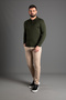 Intelligent Exclusive Men's Khaki Textured Striped Polo Trick Sweater - 4