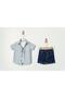 Stylish Shirted Striped Adjustable Waist Short Sleeve Shorts 3-Piece Set Holiday Wedding Outfit