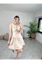 Bej Önü Drape Detay Mini Elbise - 4