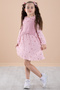 Pink Floral Print Sweater Girl's Dress 20225