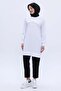White-Cotton Raglan Sleeve Chain Embroidered Sweat Tunic