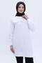 White-Cotton Raglan Sleeve Chain Embroidered Sweat Tunic - 5