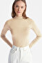 Women's Beige Brown 2-Piece Stand Collar Ultra Soft Bodysuit - 3