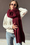 Trendy Burgundy Long Soft Fringed Winter Shawl Scarf - 5