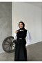 Hijab Belted Vest and Skirt Set - Black - 4
