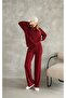 Oversized Zippered Grass Detail Wide Leg Modal Fabric Tracksuit Set - 6