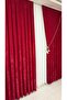 Velvet Textured Luxury Background Curtain Red Close Pleat (Single Wing) - 2