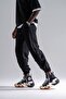 Men's Stitched Elastic Black Jogger Pants - 2