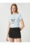 Crop T-Shirt College Printed Cotton Crew Neck - 3