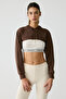 Lussi Women's Long Sleeve Hooded Bitter Coffee Bustier - 3