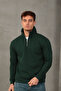 Unisex Relax Fit Comfortable Fit Soft Textured Fleece Inside Half Zipper Stand Collar Sweatshirt - 2