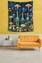 Retro Red Stain-Proof Tapestry - Mushrooms and Stars in the Sky - 3