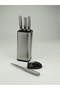 ,Stainless Steel,knife Set,6Pcs,(4knives+stand including sharpener),Silver Color. - 3