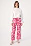 Pink-White Patterned Comfortable Fit Trousers with Elastic Waist - 2