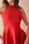 Women's Red Stretchy Diver Fabric Sleeveless Flared Mini Dress 2165 - 2
