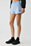 Vanloo Women's Elastic Waist Pocket Piece Print Relaxed Light Blue Shorts - 2