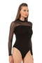 Özkan 22779 Women's Cotton Front Tulle Detailed Long Sleeve Half Turtleneck Hooked Snap Fastener Bodysuit - 4