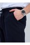 Men's Cotton Pocketed Drawstring Elastic Waist Pajama Bottoms Tracksuit Navy Blue - 9