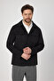 Men's Black Slim Fit Snap Trench Jacket - Stretching Fabric, Spring Dress with Pockets