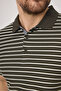 Violes Men's Striped Slim Fit 100% Cotton Khaki Polo Neck T-Shirt - 2