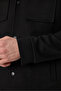 Men's Black Slim Fit Snap Trench Jacket - Stretching Fabric, Spring Dress with Pockets - 4
