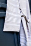 Horizontal Beige Raised Terry Peshtemal Fabric Bathrobe - 100% Cotton, 285 Gsm, Lightweight and Soft - 5