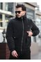 Fiber Padded Hooded Men's Winter Coat Black