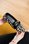 Bonna Black and Beige Buckle Detailed (1 cm Heel) Pointed Toe Ballerinas - 2