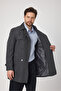 Madrid Men's Anthracite Spring Cotton Jacket-Trench Coat Double-Breasted Collar - 4