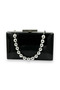 Black Kumsim Imported Evening Dress Bag with Silicone Coated Pearl Strap Evening Bag Henna