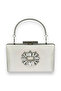 Women's Evening Dress Bag with Stones – Crystal Embellished Satin, Evening Bag |   Ecru Pearl White