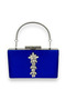 Cobalt Blue Color Satin Crystal Stone Evening Dress Bag Evening Bag Henna Bridal Graduation Bag Clutch