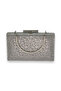 Women's Evening Dress Bag - Laser Patterned, Platinum Metal Handle, Wedding and Engagement Portfolio |   Anthracite Gray - 6
