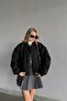 Oversize Gray Pocketed Snap Closure Cashmere-Like Wool Appearance Women's Loose Fit Pinterest Equivalent Coat Jacket - 2