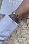 Trend Minimal Heart Gold Detailed Silver Zircon Stone Boxed Bracelet - 3