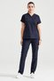 Navy Blue Lycra Medical Doctor Nurse Unisex Scrubs Collar Jersey Suit - 4