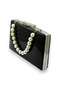 Black Kumsim Imported Evening Dress Bag with Silicone Coated Pearl Strap Evening Bag Henna - 2