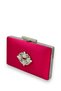 Fuchsia Pink Color Satin Crystal Stone Evening Dress Bag Evening Bag Henna Bridal Bag - 2