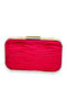 Fuchsia Pleated Satin Evening Bag with Metal Handle Henna Evening Bag