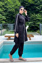 Sports lycra full coverage hijab swimsuit maddıe 4581 black - 3