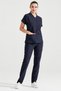 Navy Blue Lycra Medical Doctor Nurse Unisex Scrubs Collar Jersey Suit - 2