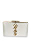 Wedding/Henna Evening Dress Bag – Crystal Stone, Satin, Graduation |   Ecru Pearl White