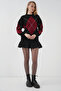 15895 Diamond Patterned Oversize Knitwear Sweater - D. Black - 2