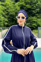 Sport Lycra Full Covered Hijab Swimsuit Maddi 4581 Dark Navy Blue - 2