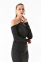 Bürümcük النسيج Draped قارب الرقبة بلوزة - 4