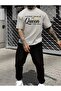 Platinum Printed Grey T-Shirt and Sweatpants - Jogger Style Comfortable Fit Round Neck New Model