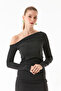 Bürümcük النسيج Draped قارب الرقبة بلوزة - 5