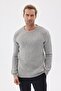Men's Grey Melange Knitwear Sweater with Regular Fit Crew Neck Thessaloniki Knit Wool