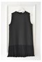 Women's Black Pleated Underwear Tunic Blouse and Shirt with Sleeveless P